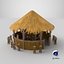 Stylizowany bar plażowy Tiki Hut, zestaw rekwizytów, model 3D, gotowy do gry, 4K PBR