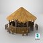 Stylizowany bar plażowy Tiki Hut, zestaw rekwizytów, model 3D, gotowy do gry, 4K PBR