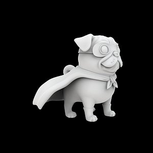 Superhero Pug Figurine 3D Print Model 3D model