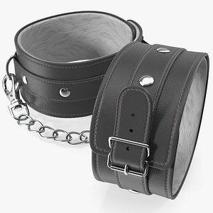 3D leather wrist cuffs black