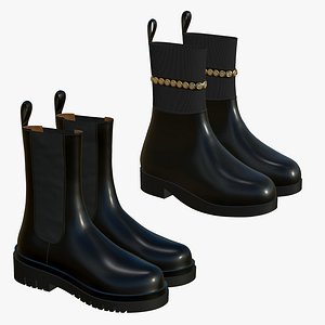 3D model Realistic Leather Boots V61