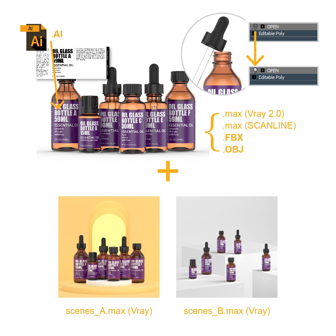 3D glass bottles oil https://p.turbosquid.com/ts-thumb/mV/QjVVsO/CGarHWSj/essentialoilglassbottlepreview12/jpg/1578900230/1920x1080/fit_q87/824261579f20742f22c9df6823d9d1cd4fb25a8c/essentialoilglassbottlepreview12.jpg
