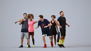 3D Basics0294 - A set containing 5 models of male and female adults standing in sport attire model