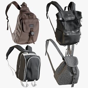 3D realistic backpack 8 collections