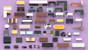 3D Table 3D Model Pack STL  Dollhouse Tables Printable Furniture for Diorama Tabletop