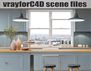 VRayforC4D Scene files - French Country Kitchen