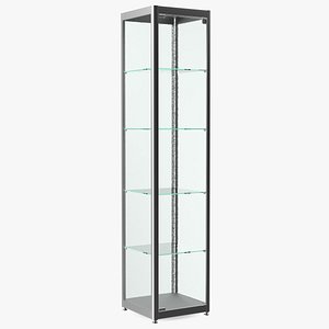 Glass Display Case Narrow Silver 3D model