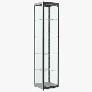 Glass Display Case Narrow Silver
