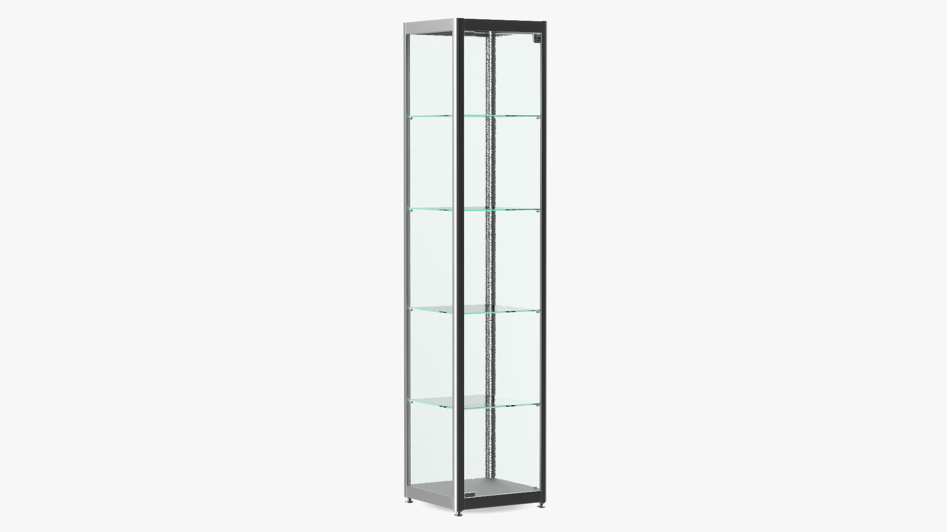 Glass Display Case Narrow Silver 3D model preview