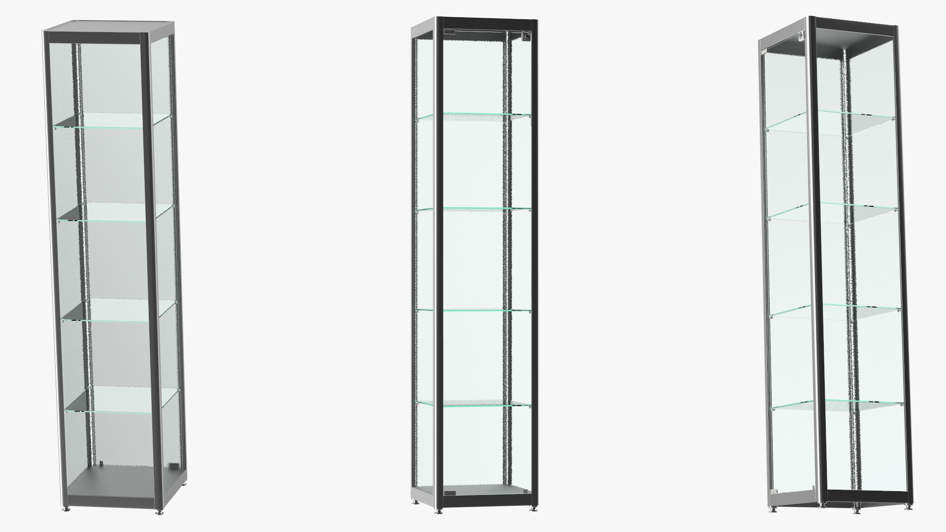 Glass Display Case Narrow Silver 3D Model - TurboSquid 1835897