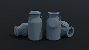 3D model Low-poly Cartoon milk can Polygonal Style