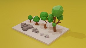 Low Poly Trees and Rocks Collection 