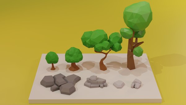 Low Poly Trees and Rocks Collection 3D 모델 - TurboSquid 2028203