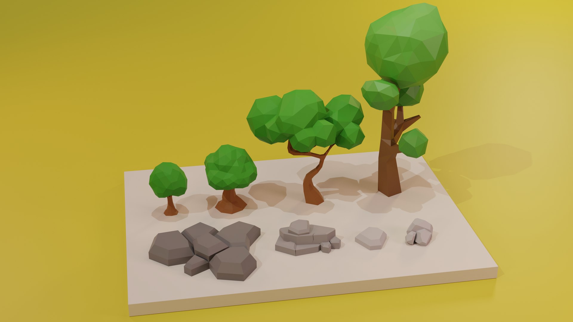 3D Low Poly Trees And Rocks Collection Model - TurboSquid 2028203