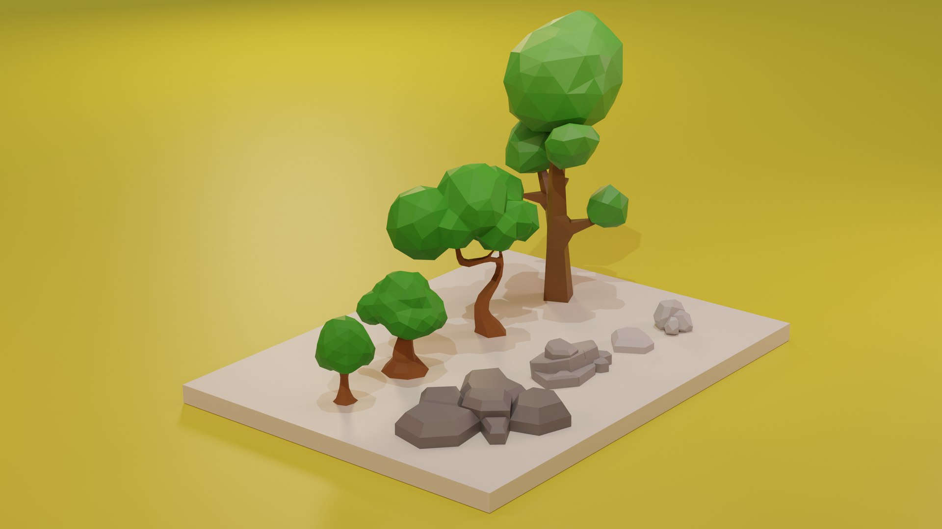 3D Low Poly Trees And Rocks Collection Model - TurboSquid 2028203