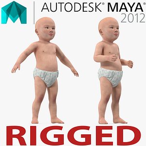 3d asian baby rigged model