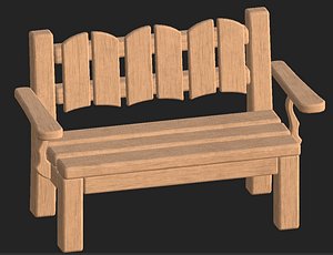 wooden bench 3D model