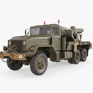 Army Wrecker Crane Truck Dirty Simplified