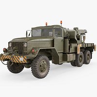 Army Wrecker Crane Truck Dirty Simplified