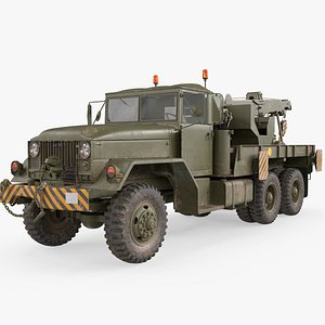 Army Wrecker Crane Truck Dirty Simplified