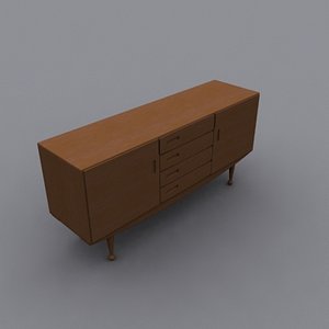 3d model danish modern teak sideboard