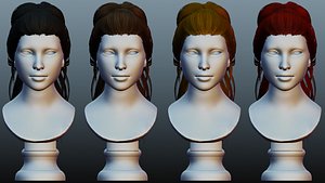 Female hair low poly 4 colors