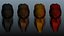 Capelli femminili low poly 4 colori