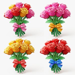 3D Stylized Rose Bouquet Pack model