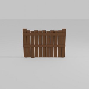 3D model Low Poly Wooden Fence Game Asset  Stylized Wood Barrier