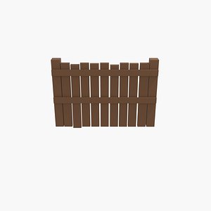 3D model Low Poly Wooden Fence Game Asset  Stylized Wood Barrier