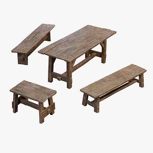 3D model Medieval woden furniture