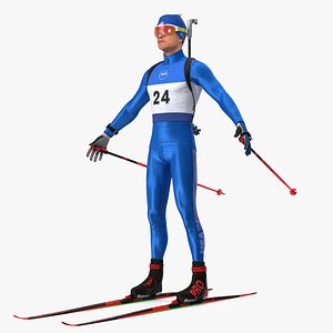 Biathlete Fully Equipped USA Team Rigged