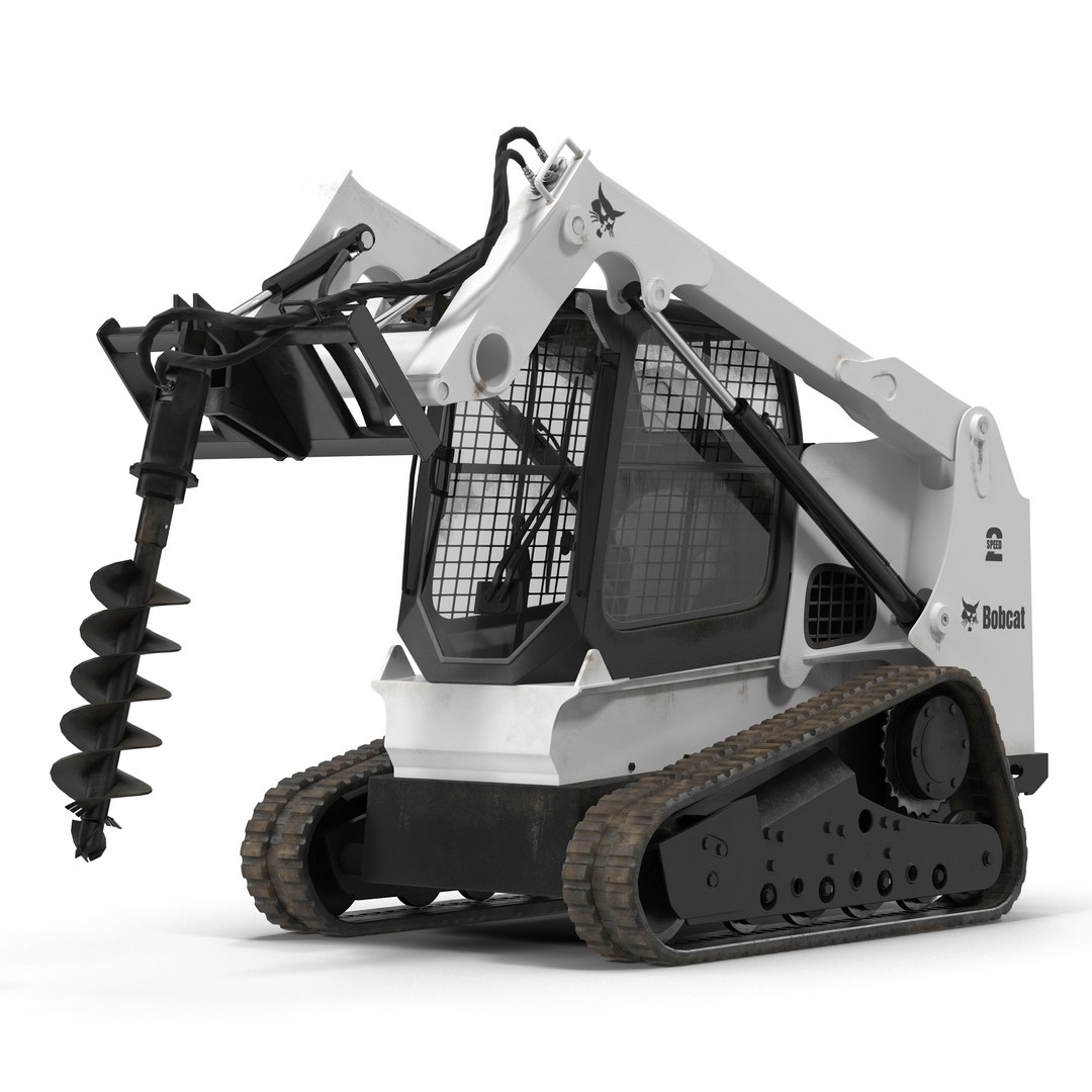 Compact Tracked Loader Bobcat with Auger 3D model preview