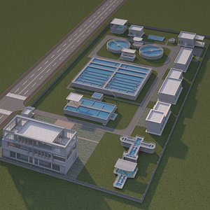 3D Sewage treatment plant facilities model