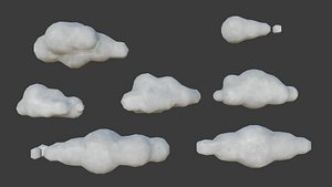 Low Poly Dirty Cloud Pack 3D model