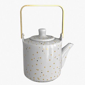 Porcelain Teapot with Polka Dot Print 3D model