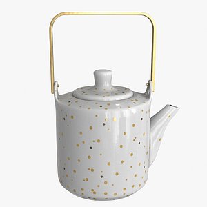 Porcelain Teapot with Polka Dot Print
