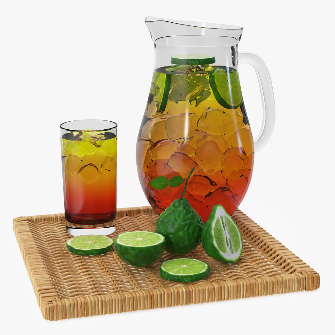 Iced Tea Pitcher and Glass Set with Bergamot 3D model preview