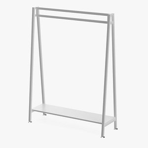 3D Cloth Coat Rack White model