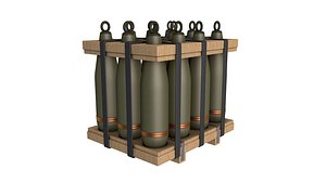 Military Artillery Shells 155mm in Transport Pallet 3D model