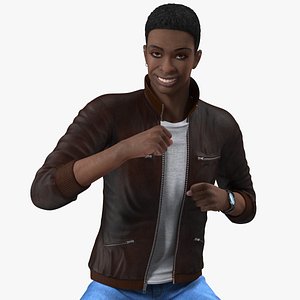 3D Teenager Dark Skin Street Outfit Rigged