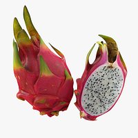 Whole and a Half Red Dragon Fruits