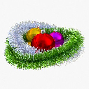 christmas balls tinsel 3D model