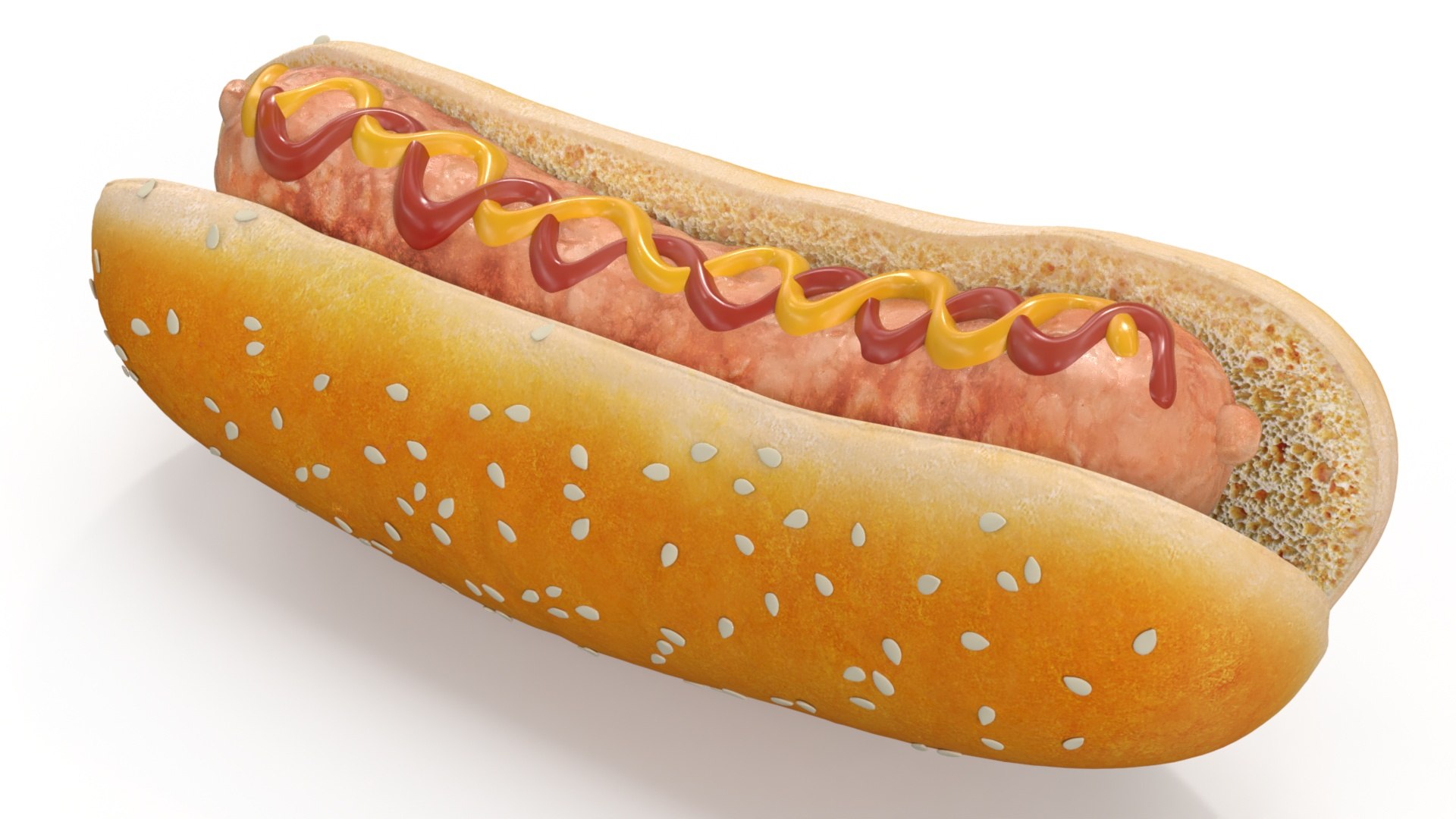 Classic Hot Dog with Mustard Ketchup 3D model preview