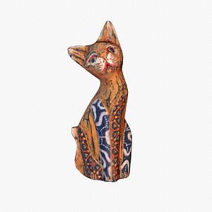 The cat ethnic statuette low poly model 3D
