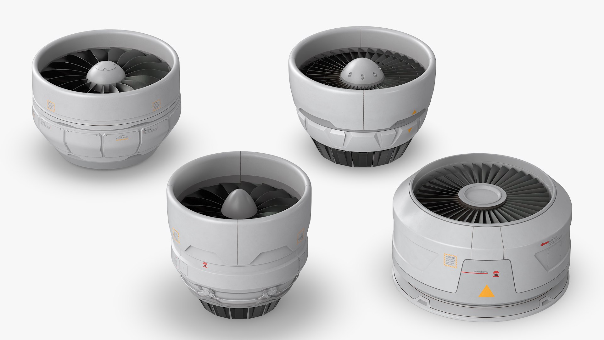 Sci-Fi Compact Jet Propulsion Module White 3D model preview