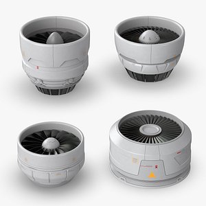 Sci-Fi Compact Jet Propulsion Module White