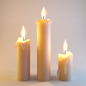 Three melted candles
