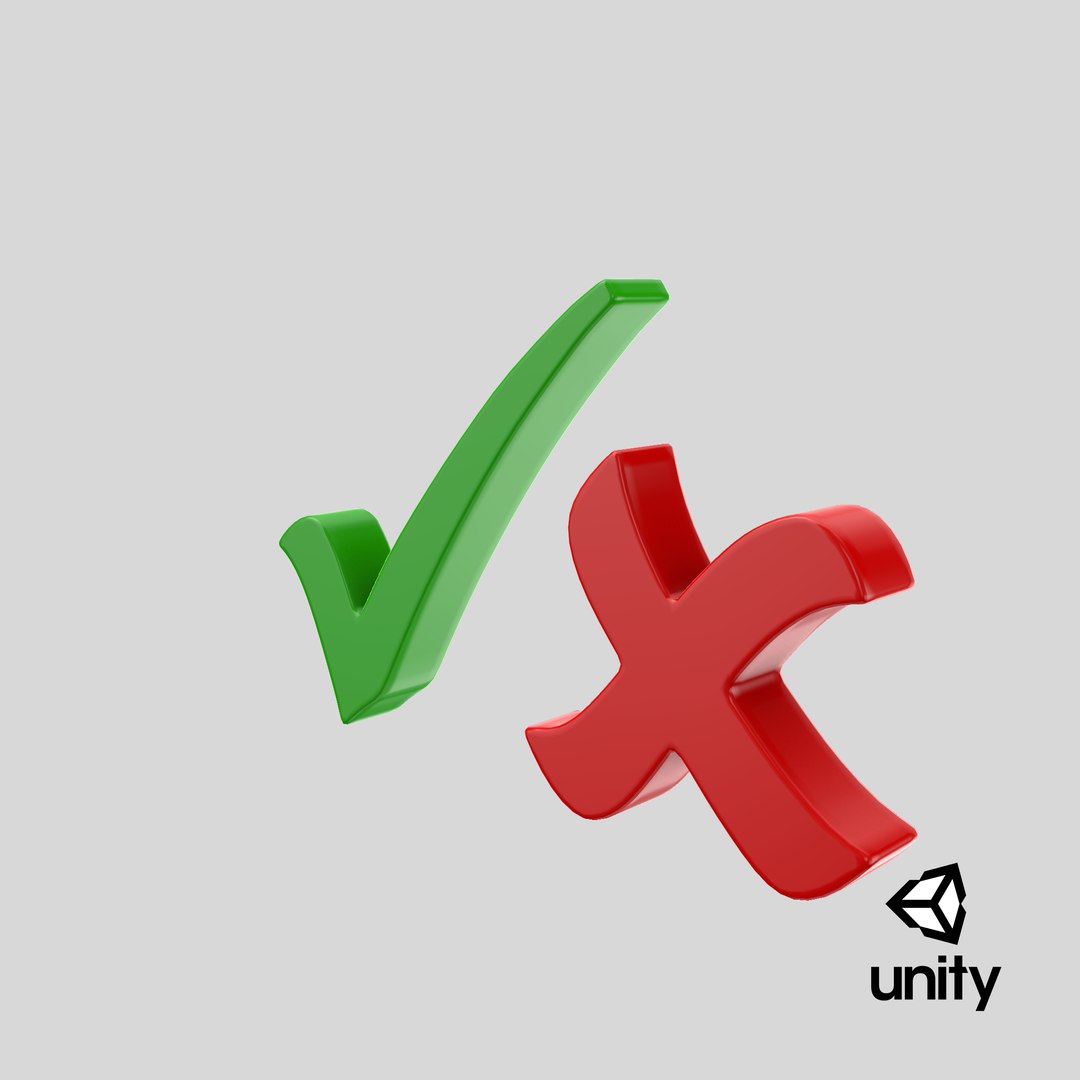 3D check mark cross https://p.turbosquid.com/ts-thumb/mZ/NwPO8A/473KwOn9/stemcell_unity_render/png/1608296809/1920x1080/fit_q87/e16c05839ce1fe67188852167dbc8ac8299b635c/stemcell_unity_render.jpg