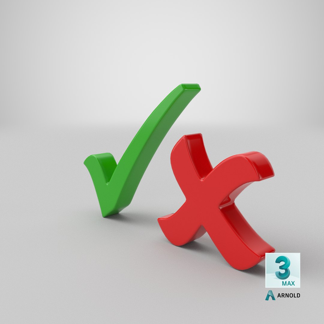 3D check mark cross https://p.turbosquid.com/ts-thumb/mZ/NwPO8A/AhNDVDwj/stemcell_max_arnold_render/png/1608296815/1920x1080/fit_q87/d8f021ffe47e6b4a1b48edb3524d7ea94d790590/stemcell_max_arnold_render.jpg